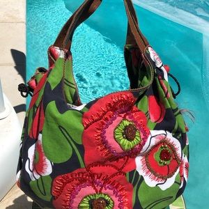 Anthropology Jasper and Jeera Pink/Green Bead Bag